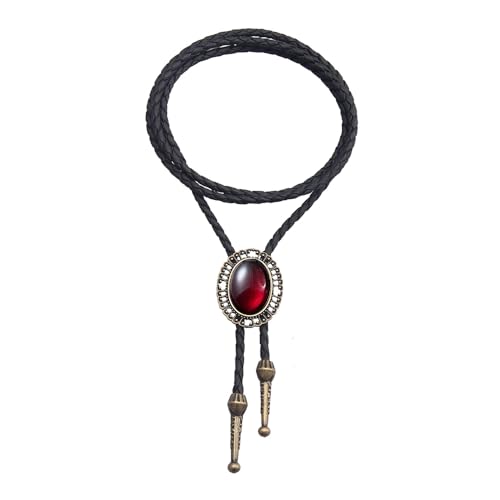 Image of AZORA Western Cowboy Bolo Tie Men Leather Necktie Leather Cord Turquoise Stone Bolo Ties for Men Women