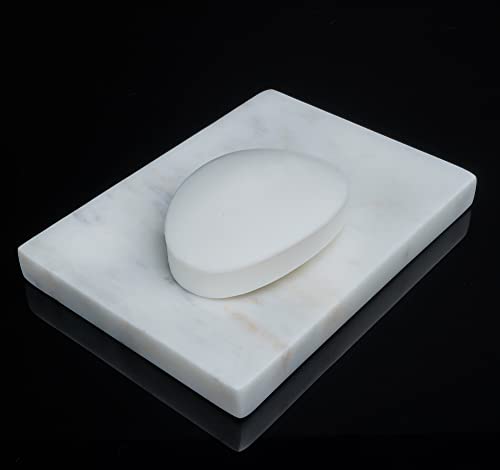 Crocon Soap Dish Beautifully Crafted White Marble Bar Soap Tray For Kitchen Bathroom Accessories Luxury Dish Holder Decorative Square Design Soap Tray Size : 5X3 Inch #TOP5