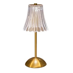 Cordless Table Lamps for Home,Table,Dining Room, Gold Rechargeable Lamps, USB Charge 12” Tall LED Brass Portable Outdoor Indoor Table Lamp with Built-in Dimmer (Clear)