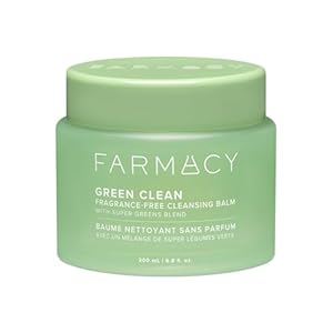 Farmacy Sensitive Skin Makeup Remover Cleansing Balm – Green Clean Waterproof Makeup Remover Balm + Oil Cleanser for Face – Melts Make Up + SPF – Hydrates + Softens Skin – Fragrance Free (200ml)