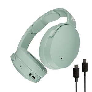 Skullcandy Hesh ANC Wireless Over-Ear Bluetooth Headphones with Extra USB-C Charging Cable, Active Noise Canceling, 22 Hrs Battery, Foldable Lightweight Design, Microphone iPhone Android – Preppy Sage