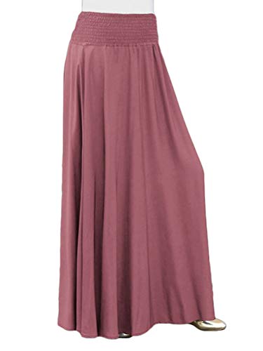 ORANDESIGNE Femmes Jupe Asymétrique Décontractée À Volants Maxi Jupe Longue Chic Mode Rétro Jupe De Plage Jupe De Vacances Ample B Rose 5X-Large