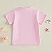 Toddler Girls Bow Letters T Shirt Top Cute Short Sleeve Little Girls Summer Clothes 1-6 Years Old (Pink, 4-5 Years)