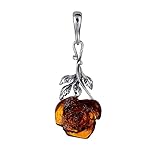 Amber Jewelry for Women - Sterling Silver and Baltic Amber Open Rose Pendant, Includes 925 Sterling Silver Chain - Sterling Silver Jewelry Collection, made in Poland