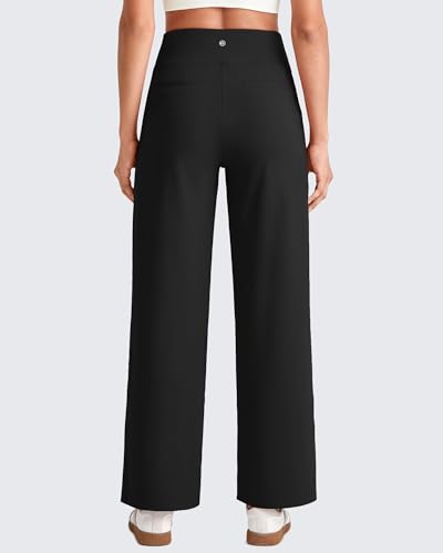Image of G4Free EverGoing Wide Leg Ankle Pants for Women 7 /8 Length Yoga Dress Pants High Waist Stretch with Pockets Casual Work