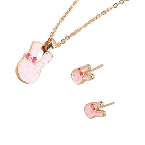 jiingekk エレガントなウサギの耳のジュエリーセット ネックレスとイヤリングアクセサリー パーティー用品や普段着に スタイリッシュなパーティージュエリー, One Size, 説明のとおり, 説明を参照してください。