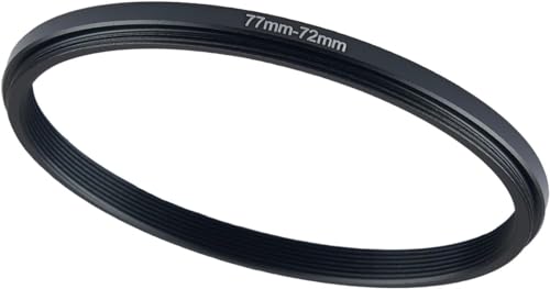 77mm to 72mm Step-up Adapter Rings Filter Adapter Black Metal Step Down Filter Ring Adapter Compatible with All Brand UV CPL ND Camera Lens Filter Stepping Rings 77mm-72mm