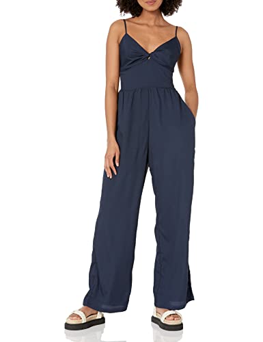 Bcbgeneration Womens Twist Front Jumpsuit V Neck Spaghetti Straps Zipper Wide Leg, Navy, Small #TOP21