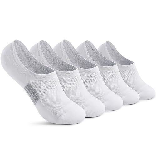 Pleneal No Show Socks for Women, Cushioned Low Cut Athletic Ankle Socks, Non Slip Invisible Running Socks 5 Pairs