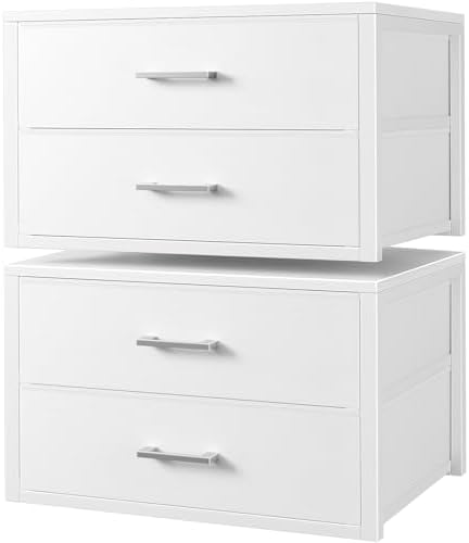 BOLUO Stackable Storage Drawers Closet Organizers and Storage Fab...
