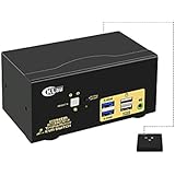 CKLau 2 Port Triple Monitor USB 3.0 HDMI KVM Switch 4Kx2K@60Hz with Cables and Audio Output Support HDMI 2.0, HDCP 2.2, HDR10, Auto EDID