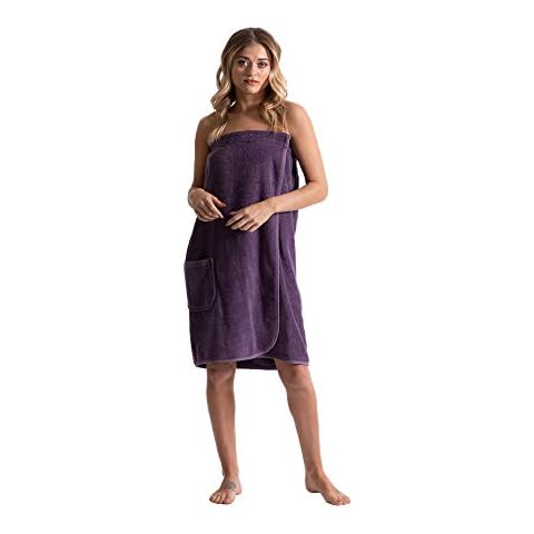 Turkuoise Cotton Knee Length Spa/Bath Terry Body Wrap with Adjustable Closure Cover