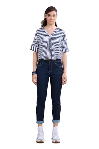 Jean Boyfriend Toxik3 Taille Haute Femme Bleu Brut Pantalon Denim Tendance