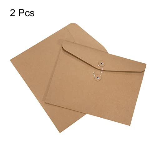 PATIKIL String Envelope File Folders 2 Pack A4 Size Document Letter Organizer Holder Filing Jacket for Office Brown - Image 3