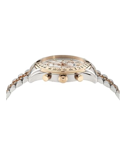 Versace Chrono Master Collection Luxury Mens Watch Timepieces with a Two Tone Bracelet and Case Featuring a Silver Dial2