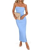 VIOPY Vestidos Hombros Descubiertos Elegantes para Mujer Vestido Largos de Fiesta Casuales, sin Tirantes, Tejido Elástico...