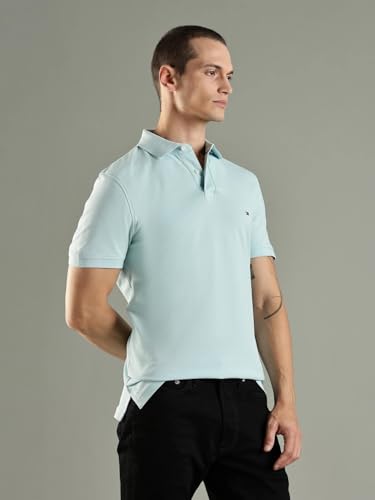 Image of Tommy Hilfiger Solid Regular fit Cotton Polo t-Shirt