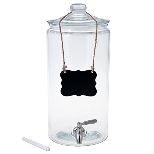 2 Gallon Beverage Serveware with Stainless Steel Spigot + Marker & Chalkboard 100% Leakproof Glass Drink Dispenser for Parties with Spout, Airtight Beverage Dispenser for Water Juice Laundry by Le'raze - Image 8