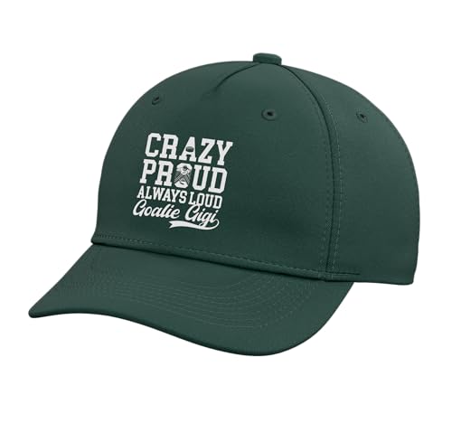 Crazy Proud Hockey Goalie Gigi of A Hockey Keeper Gigi Adjustable Printed Baseball Hat, Dark Green