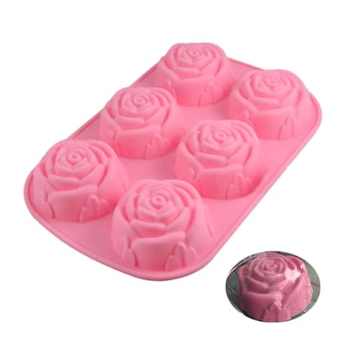 Kfwfuaee Molde de silicona para chocolate y dulces, fácil de desmoldar, molde para tartas para fiestas, postre en forma de rosa, suministro de horno, lavavajillas, molde