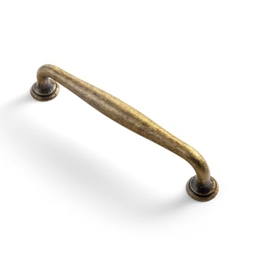 Goo-Ki 6 Pack 5'' Center to Center Vintage Antique Brass Cabinet Pulls – Sleek Tapered Handle for Classic Furniture Retro Kitchen Drawer Hardware by Goo-Ki - Used condition - US$19.56