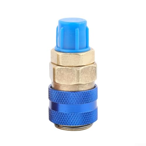 R134a Coupleur à connexion rapide QC-12 pour chargement automatique du liquide de refroidissement AC, interface adaptateur en métal robuste étanche (bleu)
