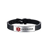 MZC Jewelry PACEMAKER Medical Alert ID Bracelet Silicone Adjustable Sport Wristband Engraved Stainle