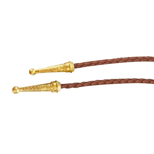 Image of Daisy Del Sol Gemstone Bolo Tie Braided Vegan Faux Leather Natural Stone Gold Handmade Necklace Adjustable Boho Western Jewelry