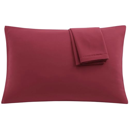 uxcell Microfiber Pillowcases Set of 2, Zipper Standard 20x26 Wine by uxcell - Used condition - US$10.97
