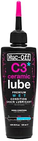 Muc Off C3 Ceramic Wet Chain Lube, 120 Milliliters - Premium Bike Chain Lubricant with UV Tracer Dye - Formulated for Wet and Harsh Weather Conditions