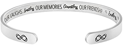 JoycuFF Friendship Gift for Women Inspirational Birthday Cuff Bracelet for Friends Handmade Stainless Steel Jewelry for Girls Bff Bracelets Graduation Gift for Her