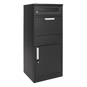 Toboli pakketbrievenbus zwart 50x37x112 cm, staande brievenbus voor pakketten, vrijstaand pakketbox voor pakjes en pakketten, pakketbus voor grote postpakketten