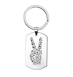 Preisgünstiger Schlüsselanhänger Edelstahl - Peace, silberfarben