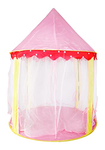 BabyGo Princess Playhouse Castle Pop-up Tent House for Kids, (Net Pink)
