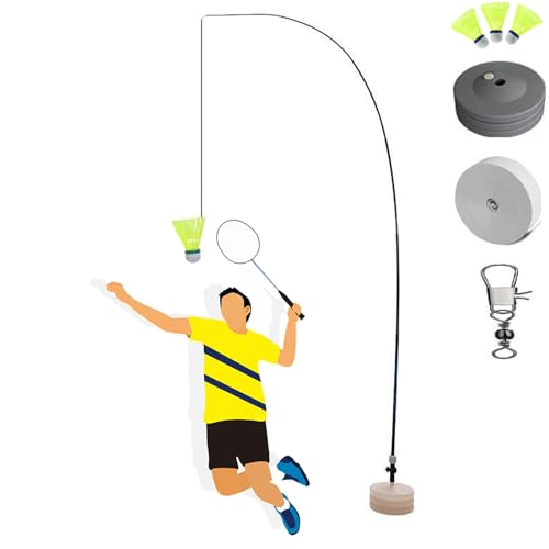Entraîneur de badminton solo portable livré avec 8 volants de pratique