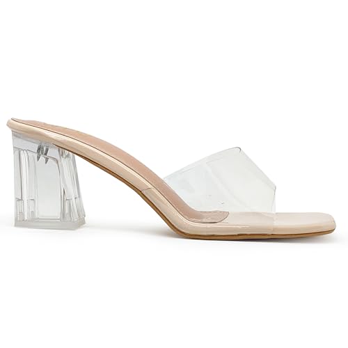 Image of WFS Women's Transparent Strap 2.5 Inch Block Heel Sandal