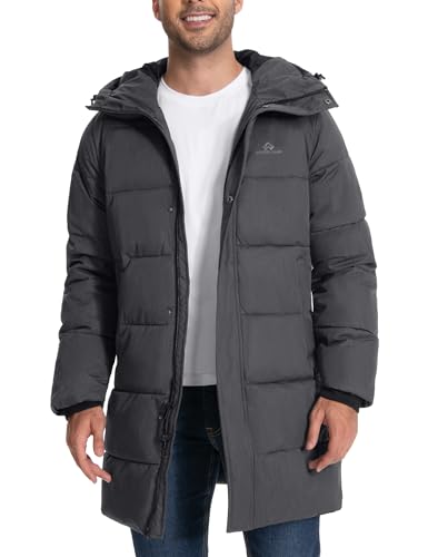 Image of Pioneer Camp Mens Long Winter Coat Hooded Waterproof Insulated Puffer Jacket Thicken Puffy Warm Down Windbreaker Parka