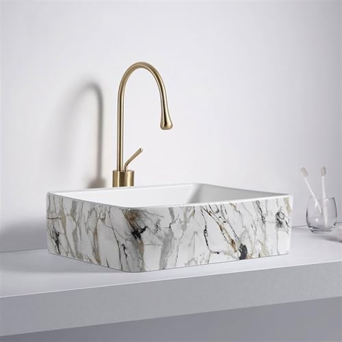 Lavabos de baño sobre encimera con elegante diseño de mármol y cerámica 8