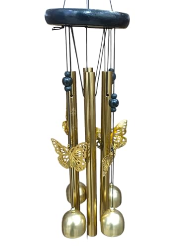 Metal Pipe Wind Chime Hanging Showpiece for Home, Office & Window Décor (45cm Long) | Decorative Butterfly Design Hanging Windchime Showpiece