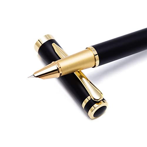 Road Teng Black Grind Arenaceous Fountain Pen Fine Nib With Converter Refillable Basics Sign Pens Non-Disposable Pen For Journaling #TOP1