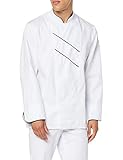 Individuelles Design BP 1538-400-2132-48 Kochjacke, Lange Ärmel mit Manschetten, 215,00 g/m² Stoffmischung, weiß/schwarz ,48