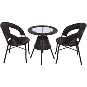Artic Fashion Garden Patio 2 Seater Chair and Table Set Outdoor Balcony Garden Coffee Table Set Furniture with 1Table and 2Chairs Set