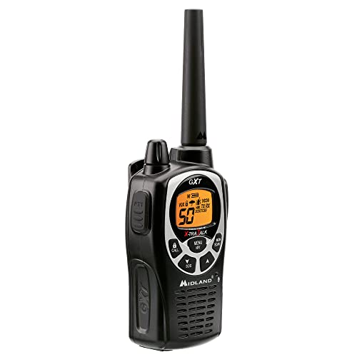 Image of Midland GXT1000VP4 GMRS Two-Way Radio (50 Channel, Long Range, 142 Privacy Codes, SOS, NOAA, Rechargeable Nickel Battery, Black /Silver 2-Pack)