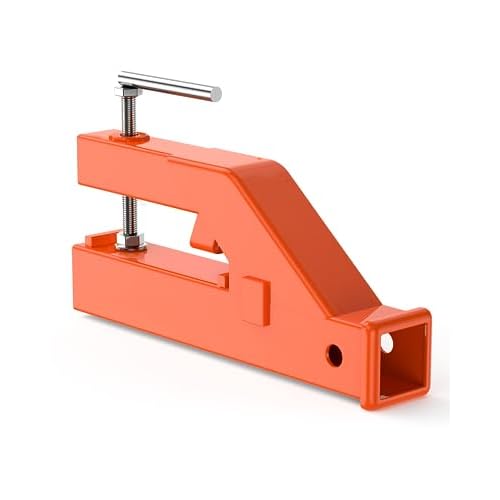 Garvee 2 in Clamp on Trailer Hitch Receiver for Tractor Bucket Ball Mount Adapter Compatible with Deere Bobcat, Orange