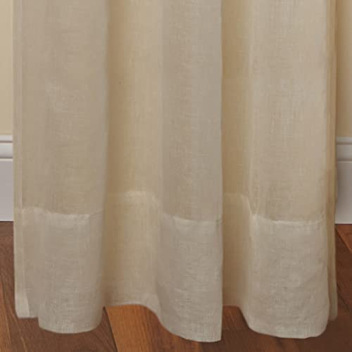 Cotton Craft Pure Linen Window Panels - One Pair Genuine Luxurious 100% Linen Rod Pocket Window Curtains - Generous 6 Inch Hem Hand Crafted Hand Stitched Sheer Linen Panels - 54 X 84 - Ivory #TOP2