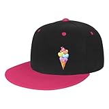Sweet and Colorful Love Ice Cream Snapback Hat Flat Bill Hat Baseball Cap for Men Women Flat Brim Hats