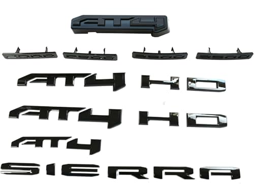 Kit 2500HD 3500HD AT4 Emblem 3D Badges Letter Nameplate Replacement for 2024-2026 GMC Sierra 86591513 (Glossy Black) by Tomilia - Image 2