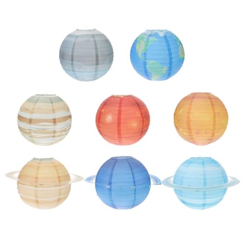HOLIDYOYO Planet, 8pcs 10 Inch Outer Space Party Decorations Solar System Planets Lantern for Kids Space Theme Party Birthday Room Decorations