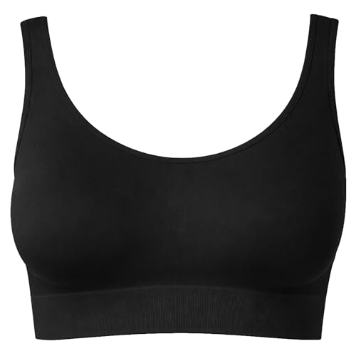 UnsichtBra Bustier Damen BH ohne Buegel | Wohlfühl Bustiers Top | Bügelloser Soft Bra | Schlaf Still Sport Bralette in vielen Farben (wellbra_sngl)(L, Schwarz)