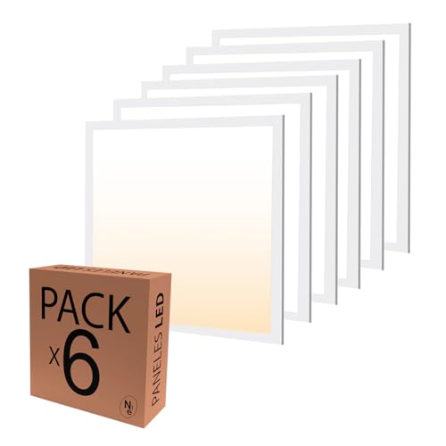Plafón LED 60x60 20W Luz Neutra 4000K – Pack de 6. Lámpara Techo Ideal Dormitorio, Salón y Cocina – Plafones Techo Fácil Instalación, Ahorro Energético, Luz LED para Lampara Salon y Dormitorio
